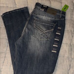 BKE Men's Dark Blue Relaxed Jeans